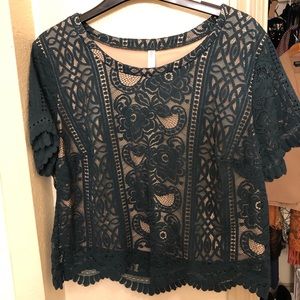Forest green Lace top
